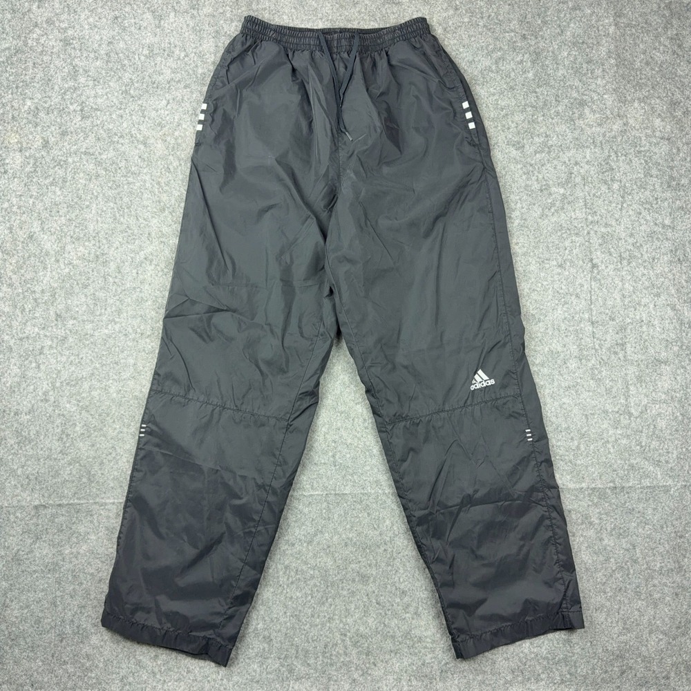 Adidas Pants Womens Medium Black Windbreaker Mesh Lined Track Running Nylon